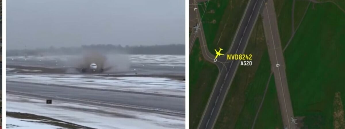 Появилось видео, как в Вильнюсе пассажирский самолёт промазал мимо посадочной полосы — Видео