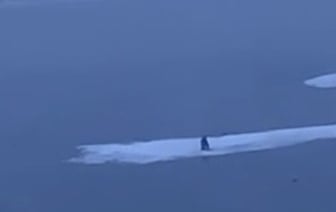 В российском Красноярске мужчину унесло на льдине - видео