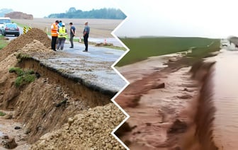 «Страх Господний, что творится» — Под Гродно ливень «сотворил новое озеро с водопадом» и затопил деревню — Видео