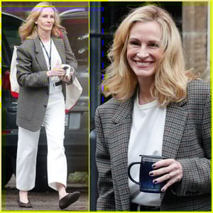 Джулия Робертс дебютирует с новыми светлыми волосами, приступая к съемкам фильма «После охоты» в Кембридже