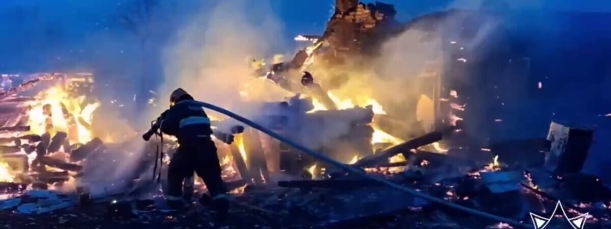 На Минщине из-за сильного ветра пожар в частном доме едва не перекинулся на лес — Видео