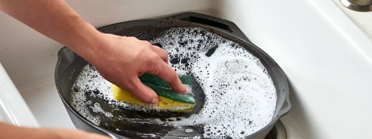 Как легко отмыть тефлоновую сковороду, не повредив покрытие? Нагрейте на ней эту жидкость — Полезно