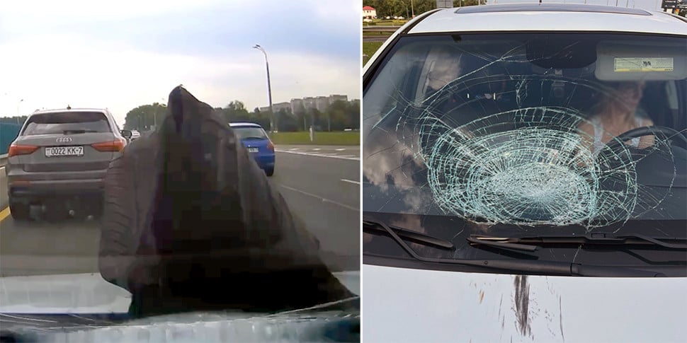 В лобовое прилетела чья-то покрышка: разбила стекло, повредила машину. С кого теперь спрашивать?