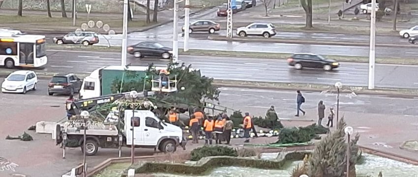 Ветер опрокинул ёлку в Бресте. Вспоминается аналогичное происшествие в Лунинце