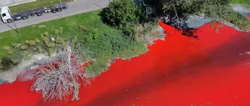 Кровавая река появилась в пригороде Буэнос-Айреса