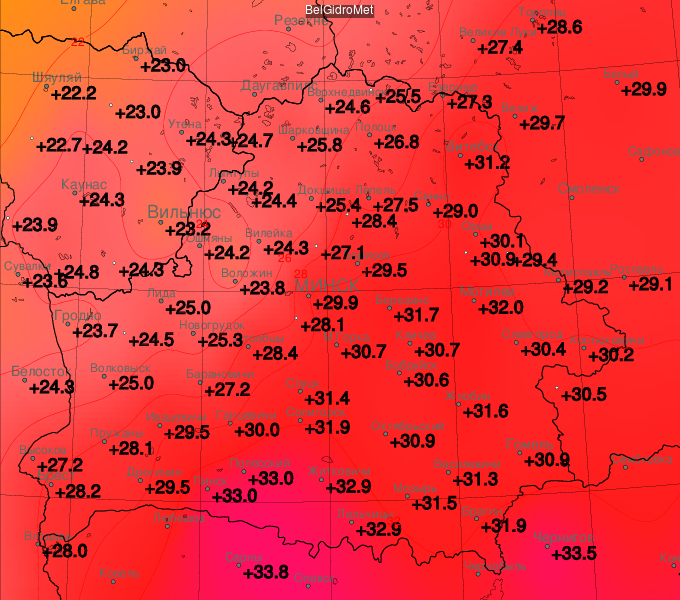+31,2 °C было в Витебске вчера