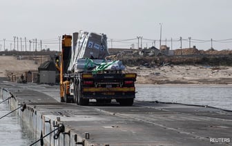 569 тонн гуманитарной помощи доставлено по плавучему причалу в Газе из США.