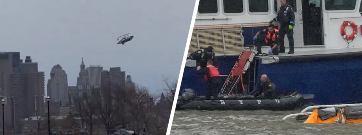 На видео попало, как вертолёт рухнул в реку в Нью-Йорке – 6 человек погибли — Видео
