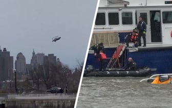 На видео попало, как вертолёт рухнул в реку в Нью-Йорке – 6 человек погибли — Видео