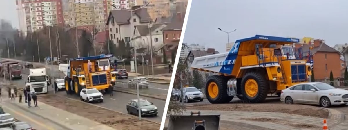 «Проблемы не его, а окружающих» — В TikTok показали, как БелАЗ «застрял» на одной из улиц Минска — Видео