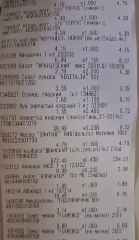 Мужчина купил продукты и не заметил, что колбаса стоила 672 рубля за кило