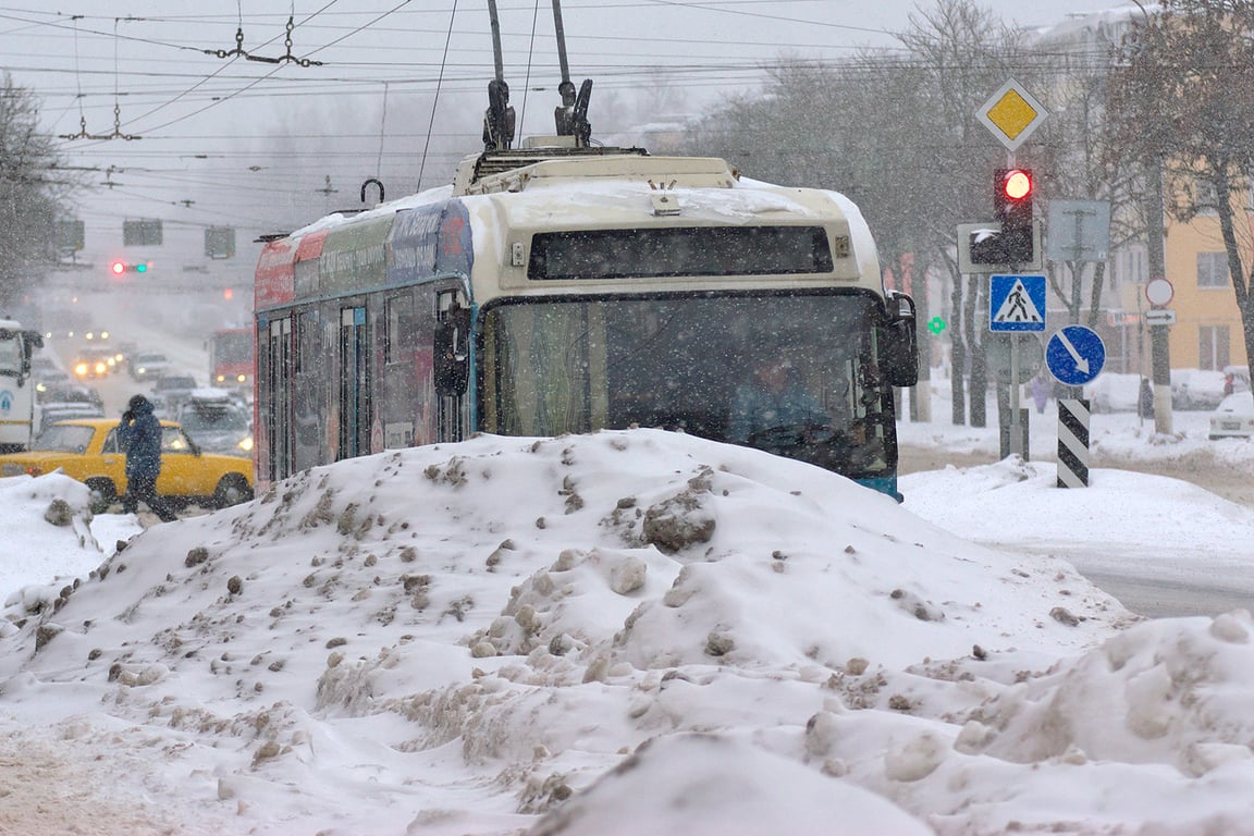 Сильная метель в Витебске. Фото Сергея Серебро
