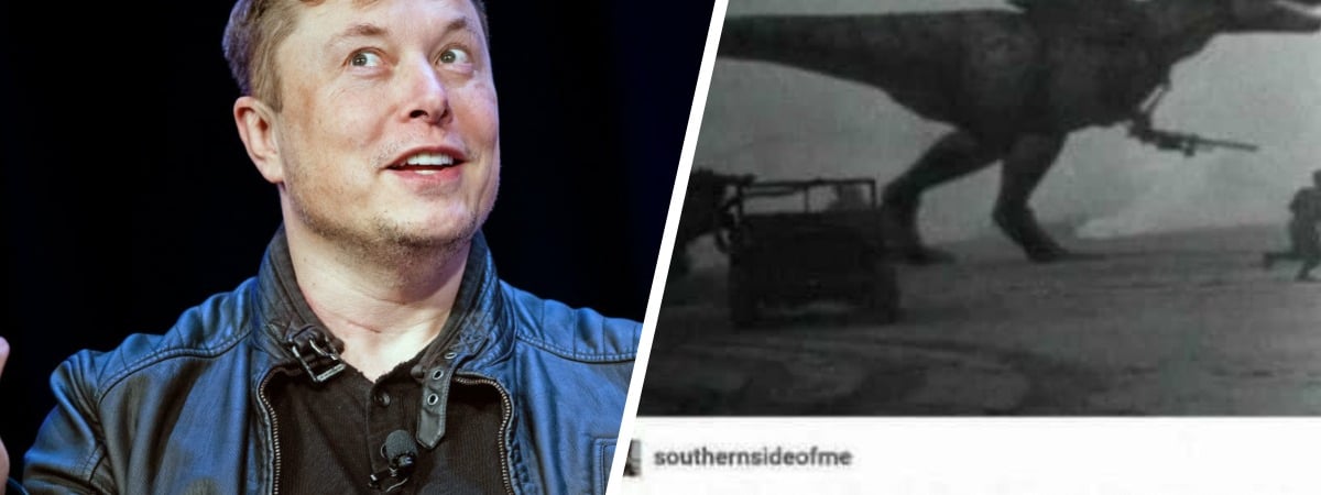 «Это правда, мой дедушка был там» — Илон Маск опубликовал фото тираннозавра на Первой мировой войне. Подписчики «подтвердили» — Соцсети