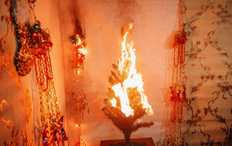 В Гомеле спасатели показали, как вспыхивает елка от бенгальских огней