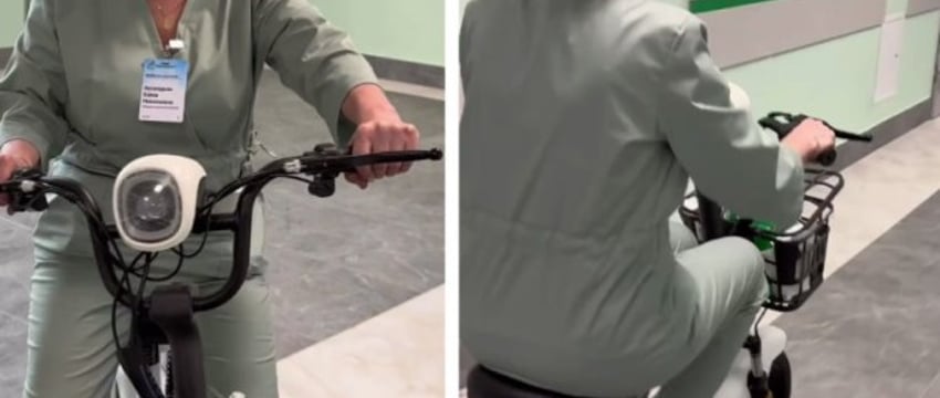 Видеть такое необычно. В Беларуси медсестры ездят по больнице на скутерах и трициклах