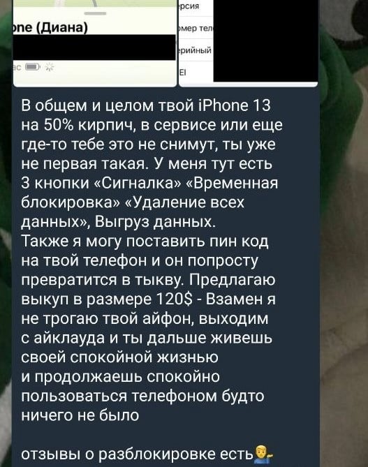Мошенник заблокировал iPhone белоруски и потребовал выкуп