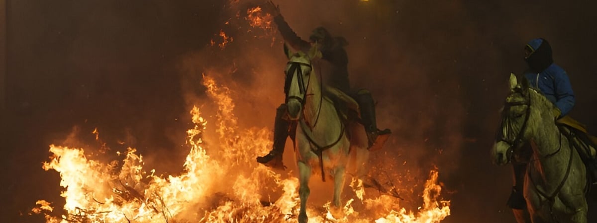 Всадники на лошадях пронеслись сквозь бушующий огон. Зачем? — Фото