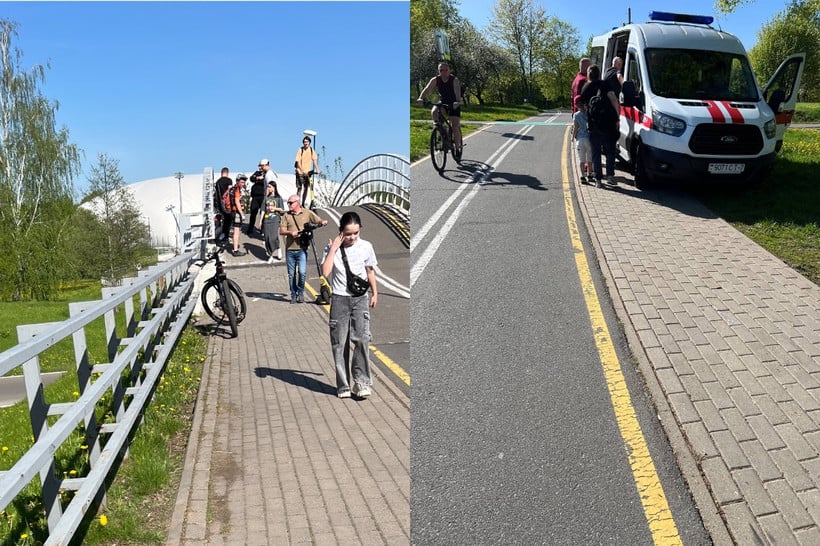 Необычное ДТП в Минске. Мужчина на электровелосипеде врезался в ограждение и вылетел с моста