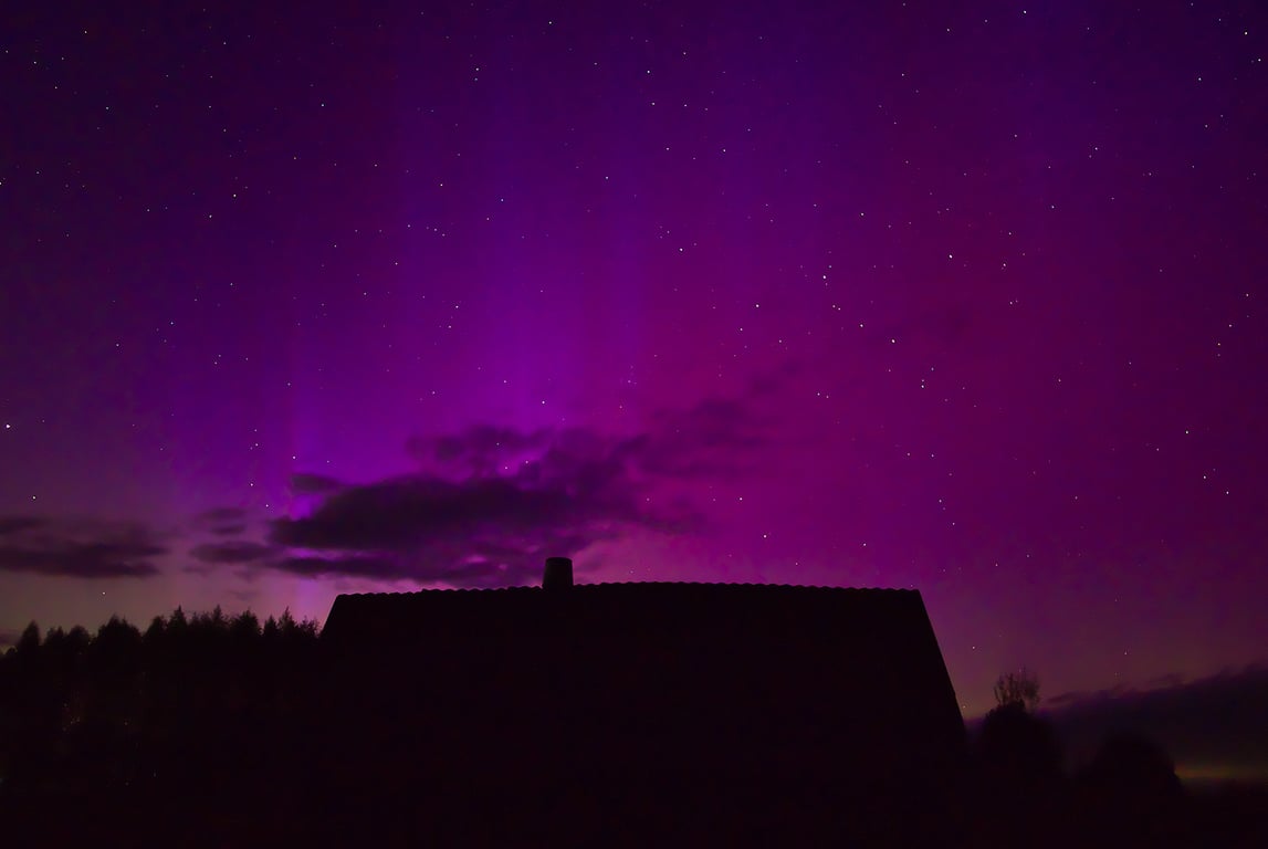 Северное сияние над Витебской областью в Чашникском районе. Фото Сергея Серебро
