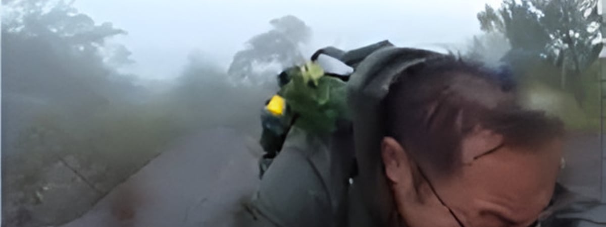 На видео попало, как 42-летний китаец сорвался с горы. Посмотрите, что его спасло — Видео