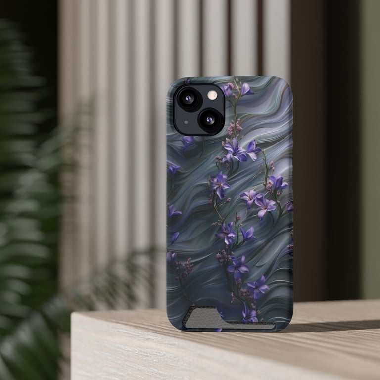 Case With Card Holder - Ethereal Blooms in Motion