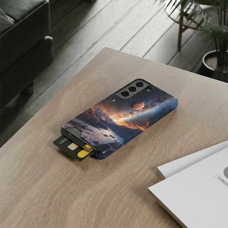 Phone Case With Card Holder - Cosmic Symphony