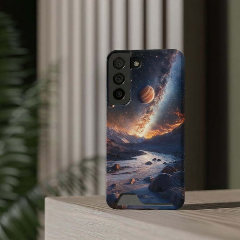Phone Case With Card Holder - Cosmic Symphony