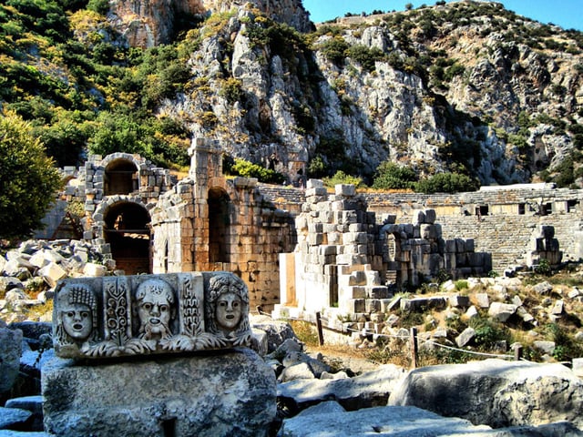 A view of Demre with its ancient ruins