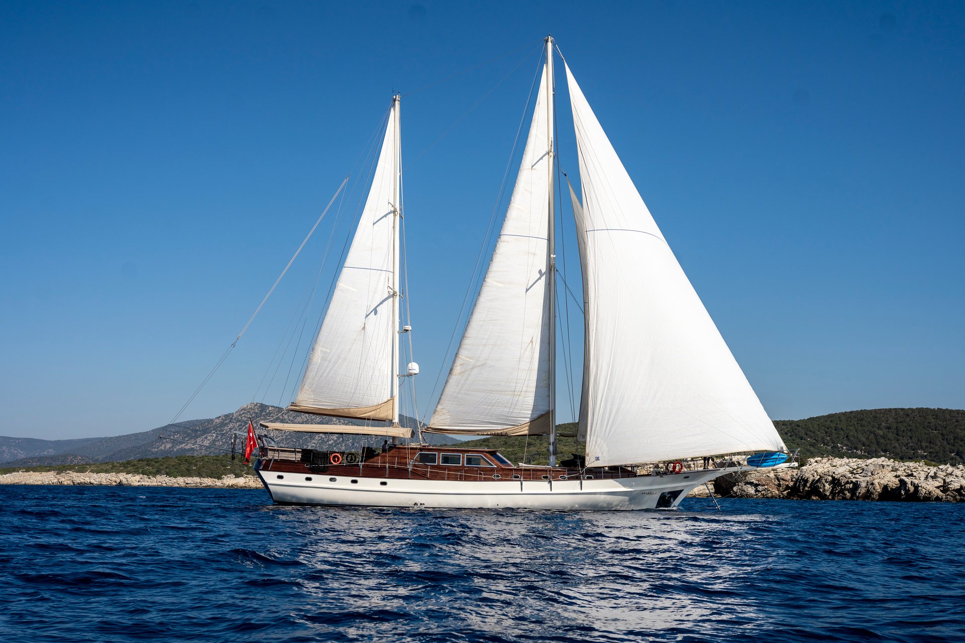 Arabella yacht aerial view