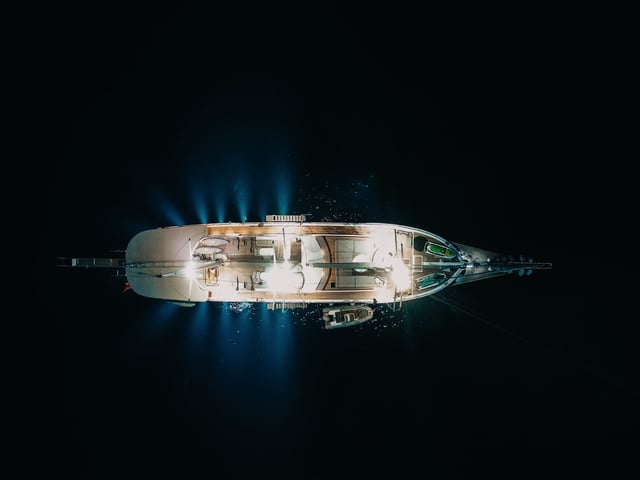 Bella Mare yacht aerial view