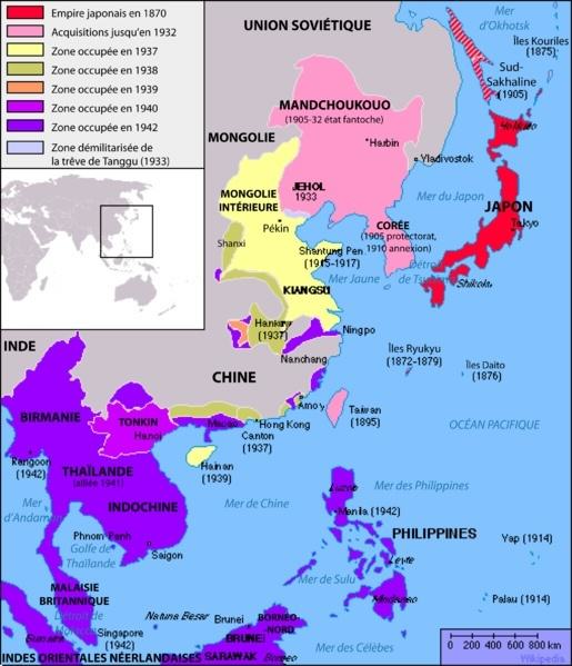 Expansion de l'empire japonais jusqu'en 1942 Expansion de l'empire japonais jusqu'en 1942