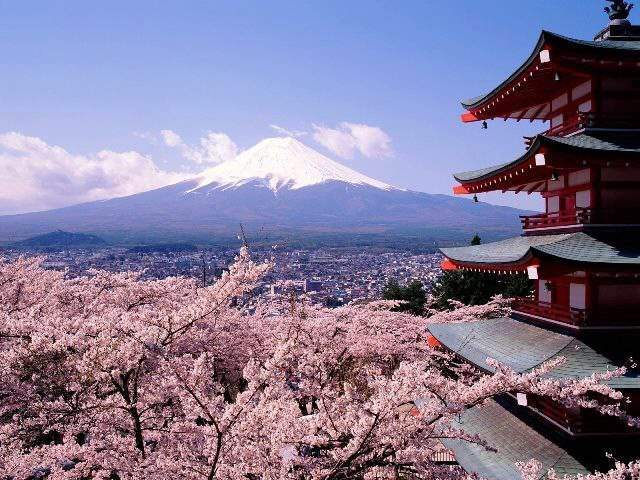 Vue du mont Fuji, de la pagode Chureito Vue du mont Fuji, de la pagode Chureito