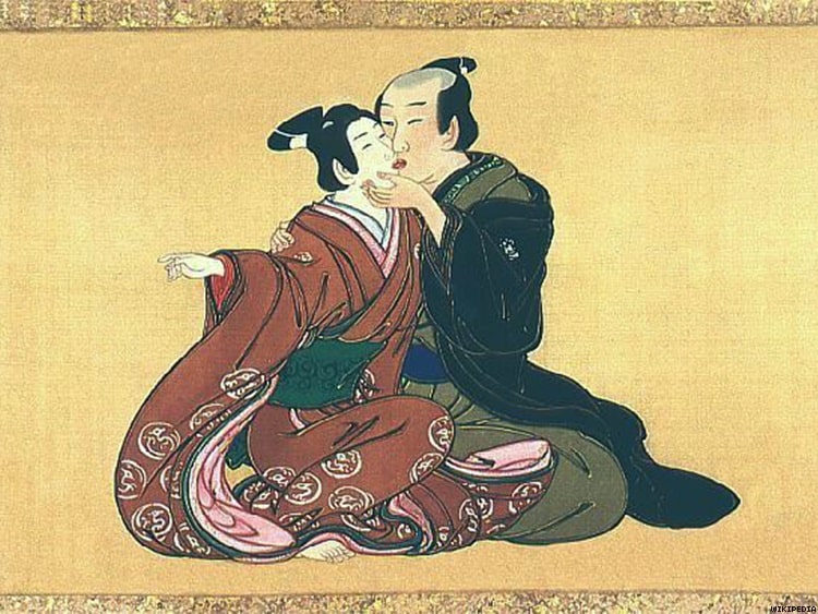 Rendez-vous entre un homme et un adolescent. Miyagawa Isshō, vers 1750