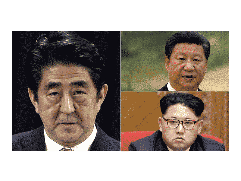 Shinzo Abe, Xi Jinping, Kin Jong Un