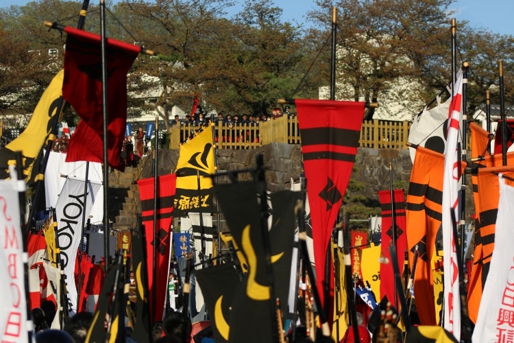 Etendards (dont sponsors) et remparts