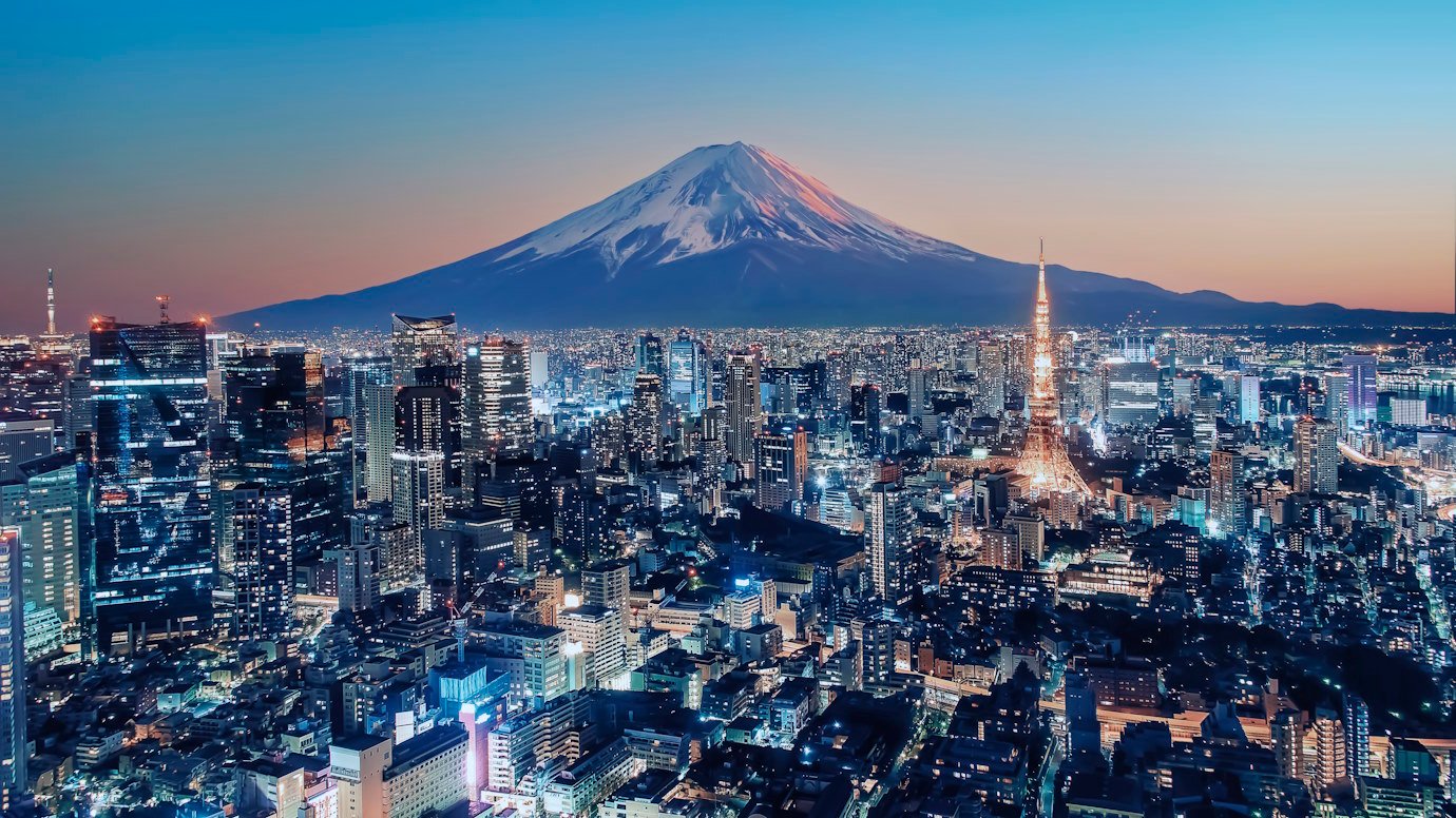 La ville de Tokyo au coucher du soleil