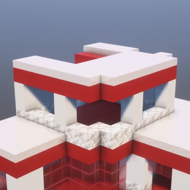 Modern Red White House Minecraft Schematic + 63-Step Tutorial