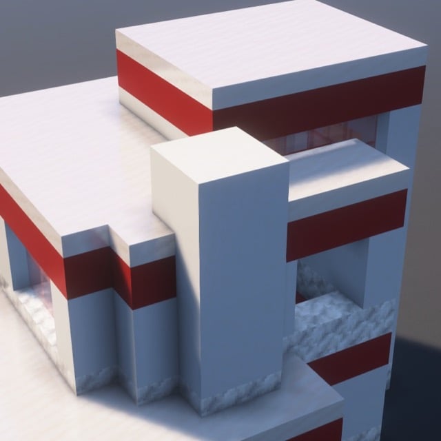 Modern Red White House Minecraft Schematic + 63-Step Tutorial