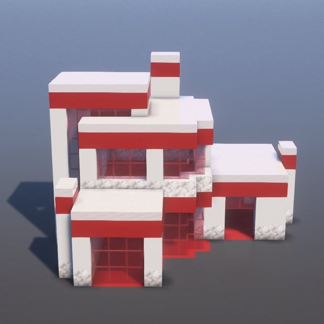 Modern Red White House Minecraft Schematic + 63-Step Tutorial