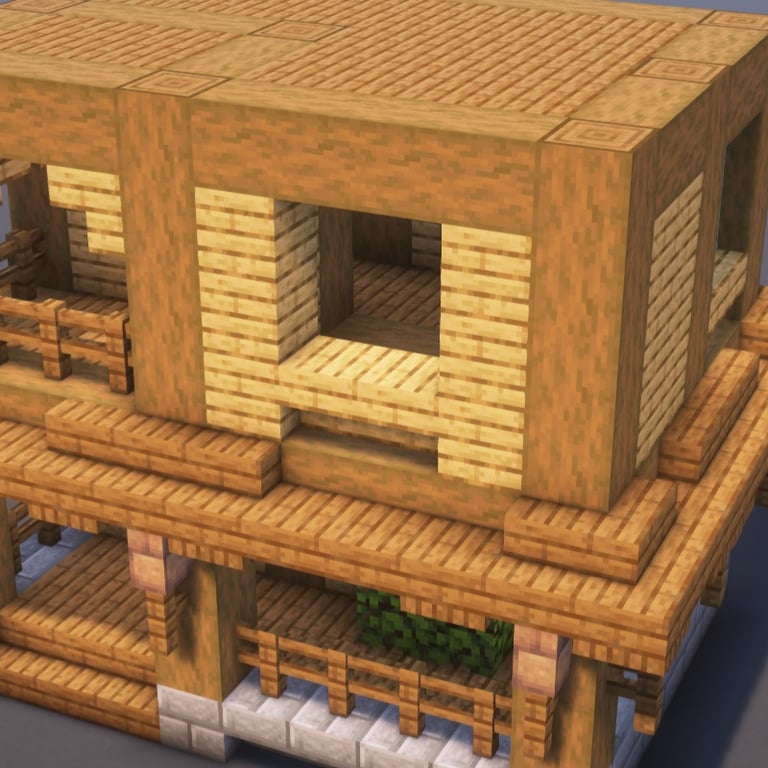 Wood House Minecraft Schematic + 71-Step Tutorial