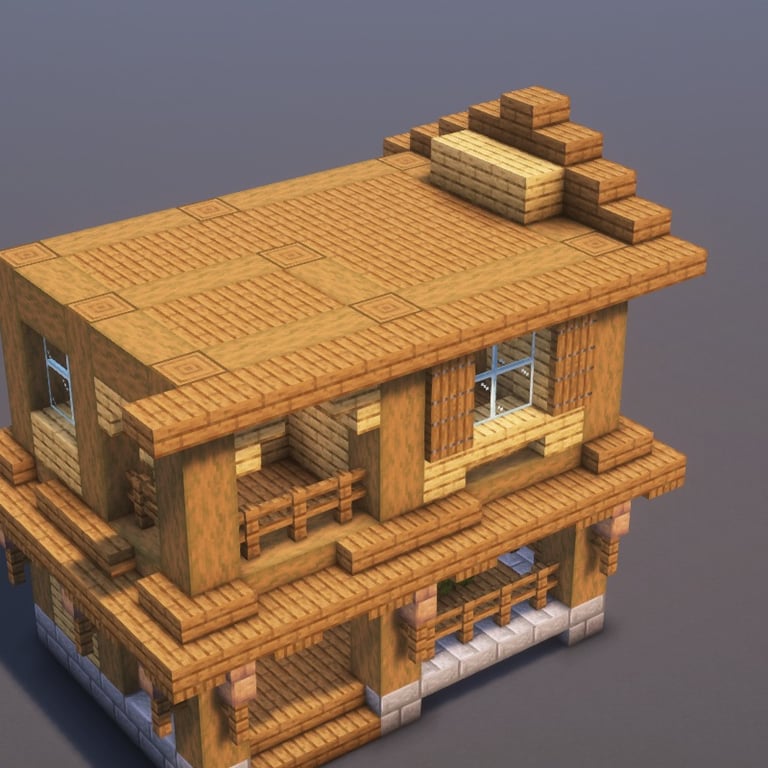 Wood House Minecraft Schematic + 71-Step Tutorial