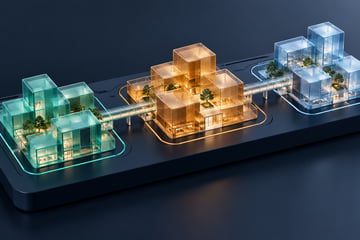 Distinct glass domains linked by deliberate bridges on one application platform