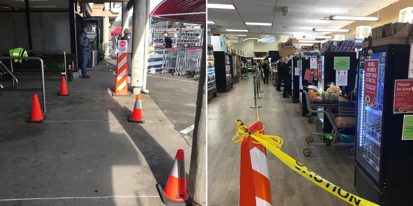 *Figure 2 - Visual indicators of socially-distanced aisles (Source: *[*Country Grocer, Salt Spring Island, Instagram*](https://www.instagram.com/rlatcg)*)*