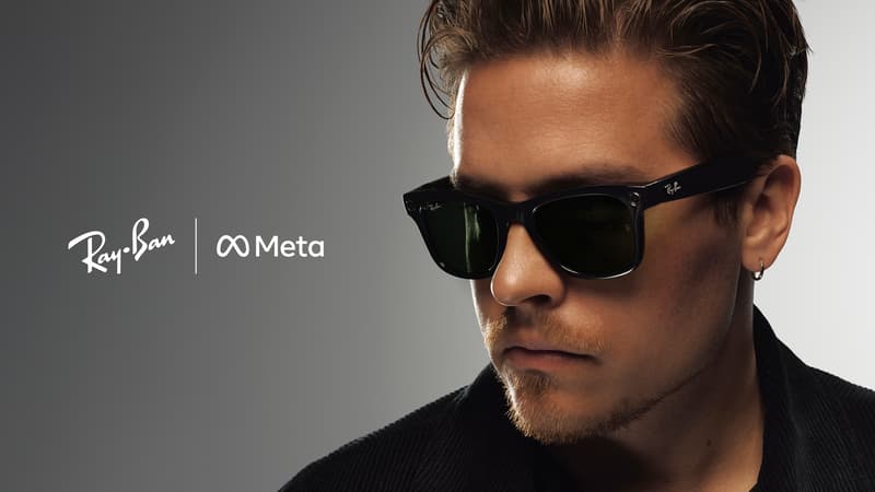 Model wearing Ray-Ban Meta smart glasses from the View Optical collection page