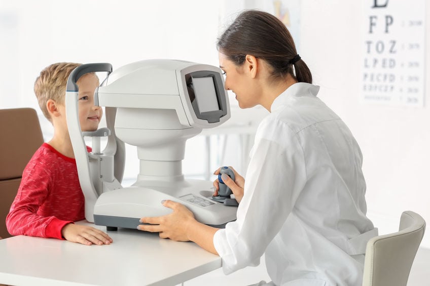 Child receiving comprehensive eye exam at View Optical Eye Care Center - Best optometrist in Fremont CA providing pediatric eye care and vision testing for children
