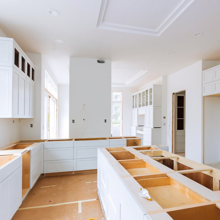 Kitchen cabinetry installation in progress