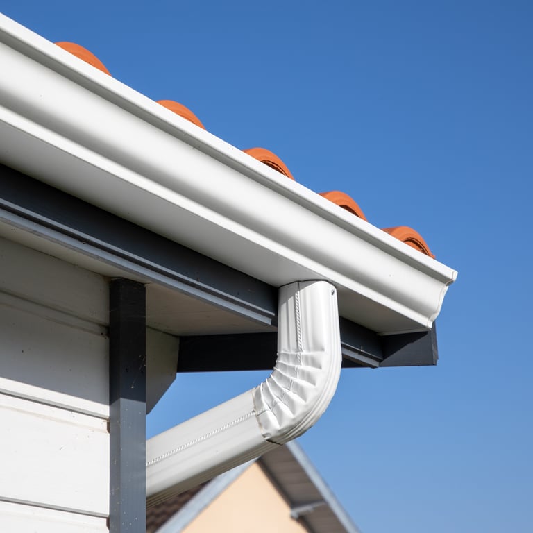 Seamless gutters and downspout on a Wisconsin home