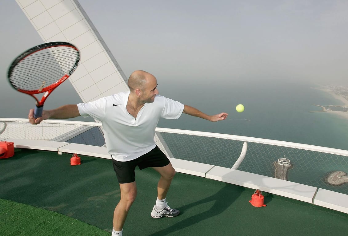 The elevated tennis player court in the world Dubai