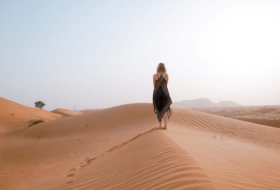Walking Around In The Desert At Dubai