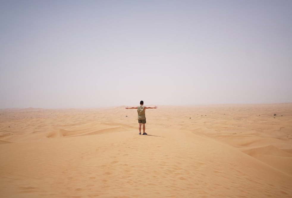 Walking Around In The Desert At Dubai